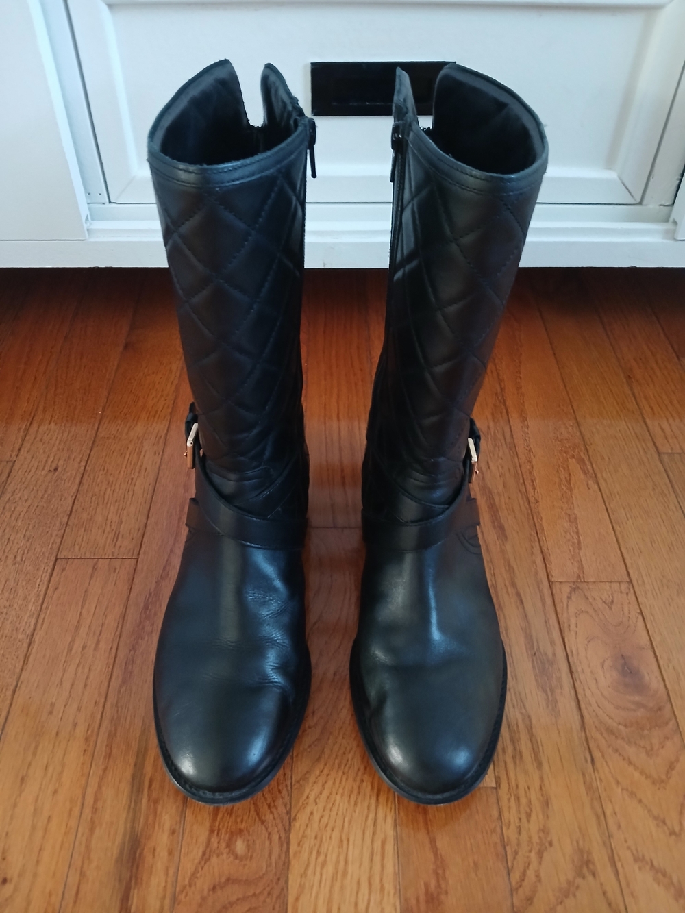 Talbots Black Quilted Knee-High Heeled Boots